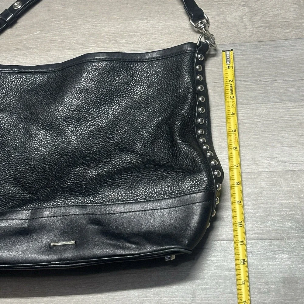 Rebecca Minkoff Blythe Black Leather Shoulder Bag Purse Studded Hobo Black